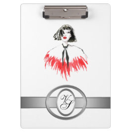Porte-bloc Monogramme moderne Fille à la mode Noir et Rouge