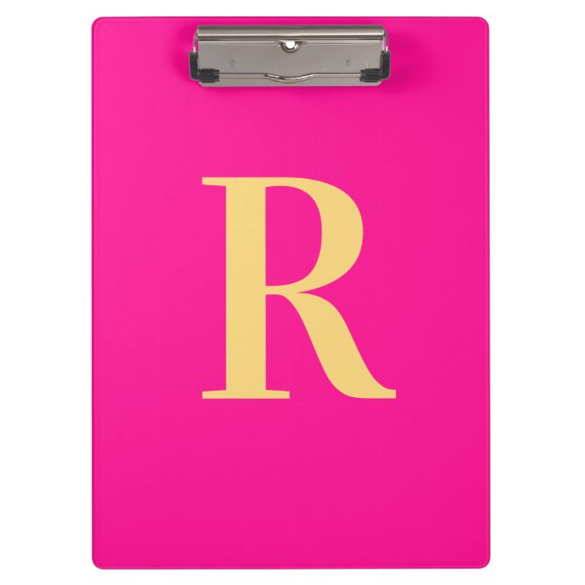 Porte-bloc Monogramme moderne minimaliste rose chaud (Devant)