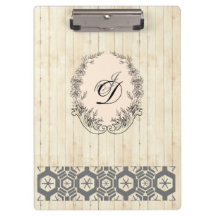 Porte-bloc Monogramme moderne Motif antique Bois Vintage
