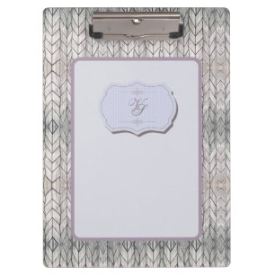 Porte-bloc Monogramme moderne Motif gris bleu Vintage bois