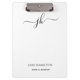 Porte-bloc Monogramme Moderne Noir Blanc Nom de Script