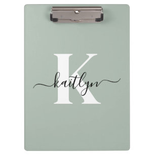 Porte-bloc Monogramme moderne Sage vert