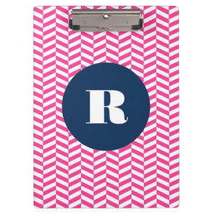 Porte-bloc Monogramme Motif à Herringbone rose chaud