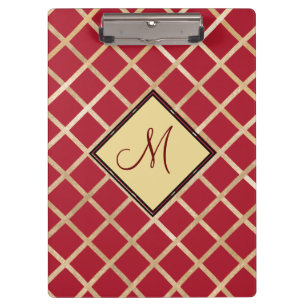 Porte-bloc Monogramme Motif géométrique Diamant Or Rouge