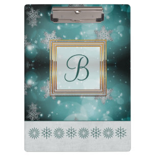 Porte-bloc Monogramme Motif moderne et élégant Snowflakes hiv