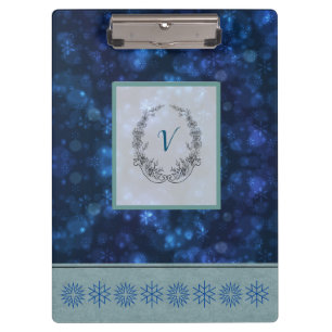 Porte-bloc Monogramme Motif moderne et élégant Snowflakes hiv