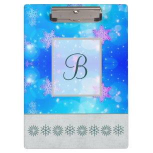 Porte-bloc Monogramme Motif moderne et élégant Snowflakes hiv