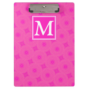 Porte-bloc Monogramme motif rose chaud cercles