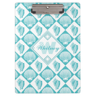 Porte-bloc Monogramme nautique de plage de diamant bleu de