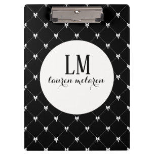 Porte-bloc Monogramme Noir & Blanc à Nœud