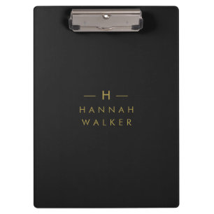 Porte-bloc Monogramme Noir Élégant minimaliste moderne