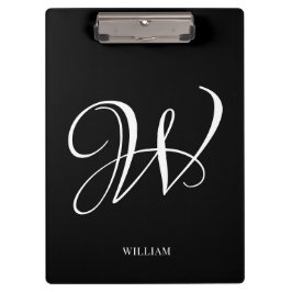 Porte-bloc Monogramme noir élégant personnalisé initial