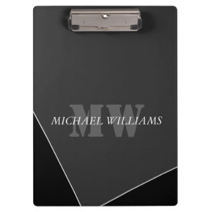 Porte-bloc Monogramme noir gris artistique moderne