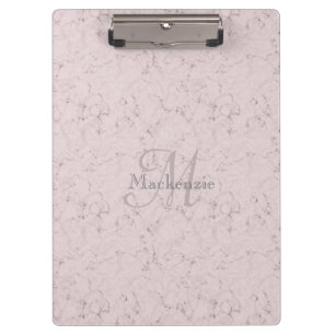 Porte-bloc Monogramme Nom personnalisé Design en marbre rose 