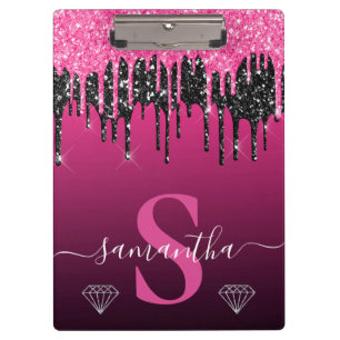 Porte-bloc Monogramme Parties scintillant à séchage rose et n