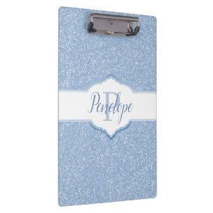Porte-bloc Monogramme Parties scintillant bleu ciel