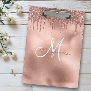 Porte-bloc Monogramme personnalisé avec gouttes de paille dor