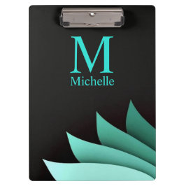 Porte-bloc Monogramme personnalisé floral de turquoise