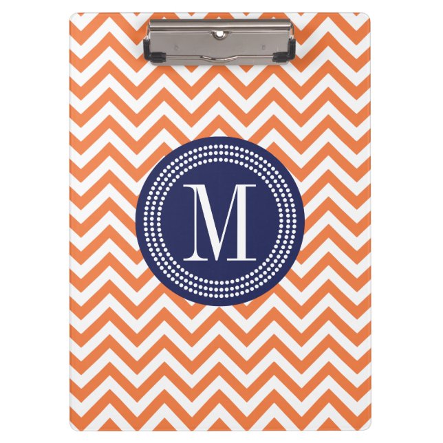 Porte-bloc Monogramme personnalisé par zigzag orange de (Devant)