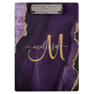 Porte-bloc Monogramme personnalisé Parties scintillant or vio