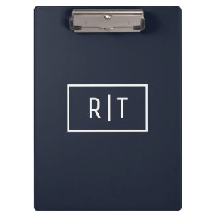 Porte-bloc Monogramme professionnel simple Navy bordure blanc