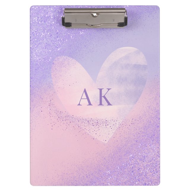 Porte-bloc Monogramme Purple Pink Gradient Coeur (Devant)