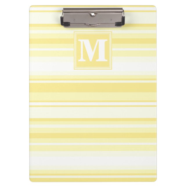 Porte-bloc Monogramme rayures jaunes citron (Devant)