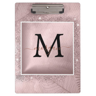 Porte-bloc Monogramme rose Parties scintillant or