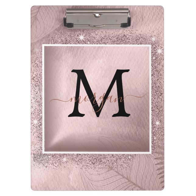 Porte-bloc Monogramme rose Parties scintillant or (Devant)