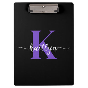 Porte-bloc Monogramme Script Violet Noir