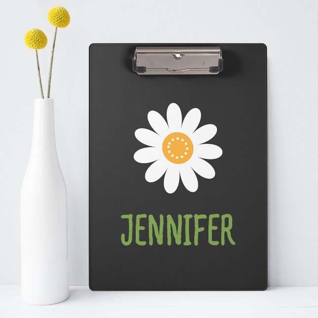 Porte-bloc Monogramme simple marguerite blanche (Créateur téléchargé)