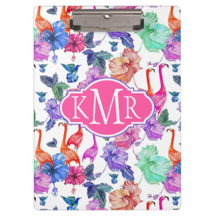 Porte-bloc Monogramme tropical du motif   d'aquarelle