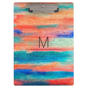 Porte-bloc Monogramme vintage de grains de bois coloré #2