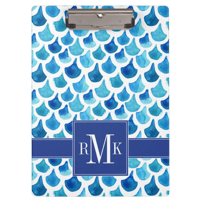 Porte-bloc Motif bleu d'échelle d'aquarelle (Devant)