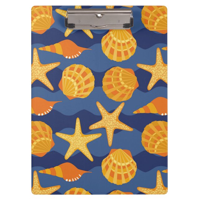 Porte-bloc Motif bleu et orange de coquillage (Devant)