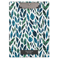 Motif botanique bleu et vert feuille