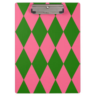 Porte-bloc Motif Carreaux Harlequin Vert Rose