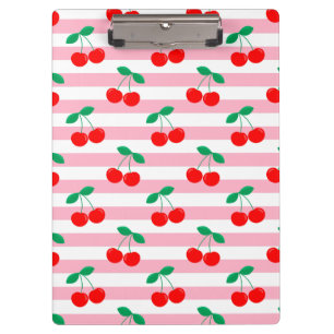 Porte-bloc Motif de cerise mignon sur fond rayé rose