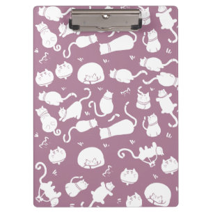 Porte-bloc Motif de chats blancs mignons sur fond mauve