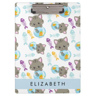 Porte-bloc Motif De Chats, Chats Mignons, Chatons, Votre Nom