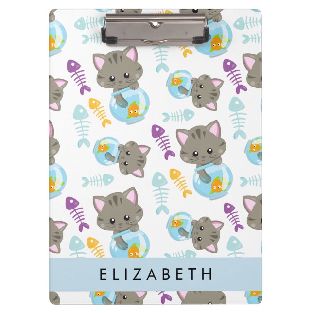 Porte-bloc Motif De Chats, Chats Mignons, Chatons, Votre Nom (Devant)
