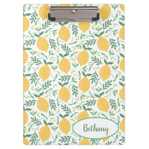 Porte-bloc Motif de citron rustique avec monogramme vert