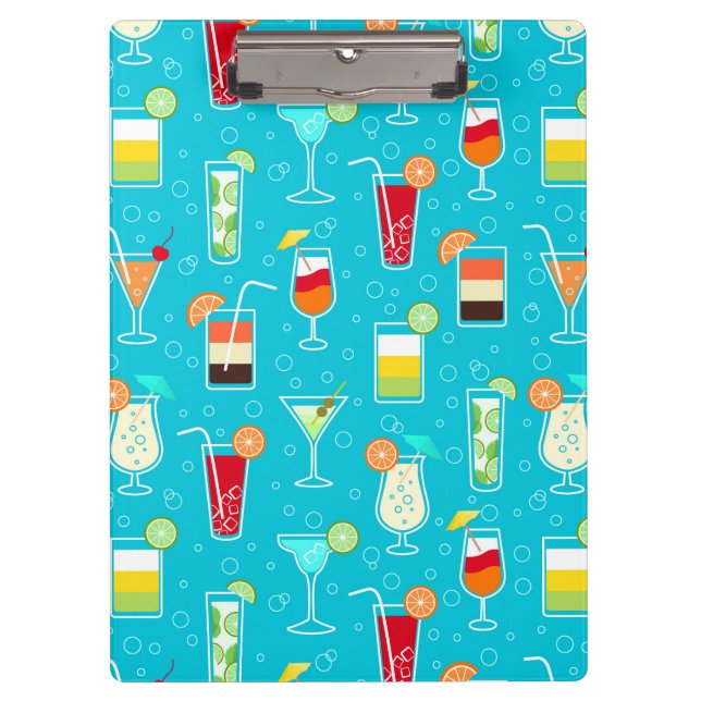 Porte-bloc Motif de cocktail sur l'arrière - plan turquoise (Devant)