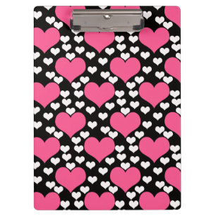Porte-bloc Motif de Coeurs d'Amour Rose Noir Blanc