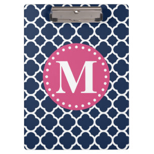 Porte-bloc Motif de Quatrefoil de la marine rose