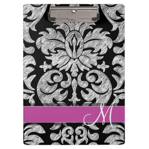 Porte-bloc Motif dentelle noir et blanc Monogramme personnali