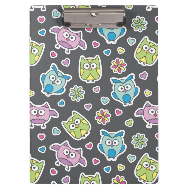 Porte-bloc motif des hiboux de bande dessinée (Devant)