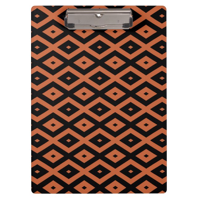 Porte-bloc Motif en diamant orange et noir (Devant)