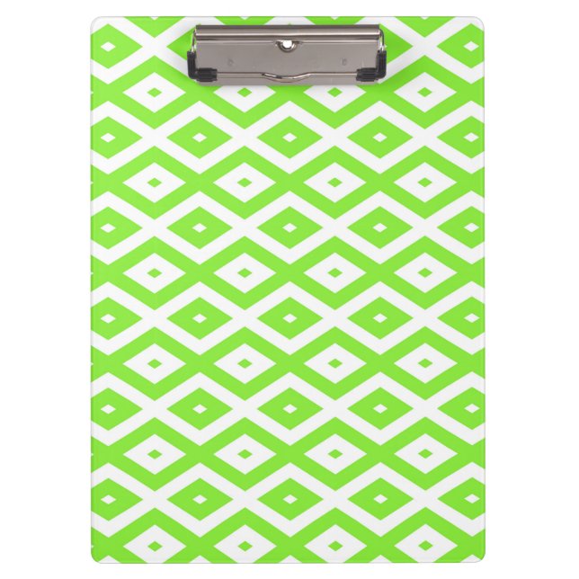 Porte-bloc Motif en diamant vert et blanc (Devant)