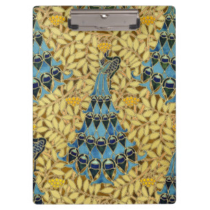 Porte-bloc Motif floral au paon bleu Art nouveau vintage